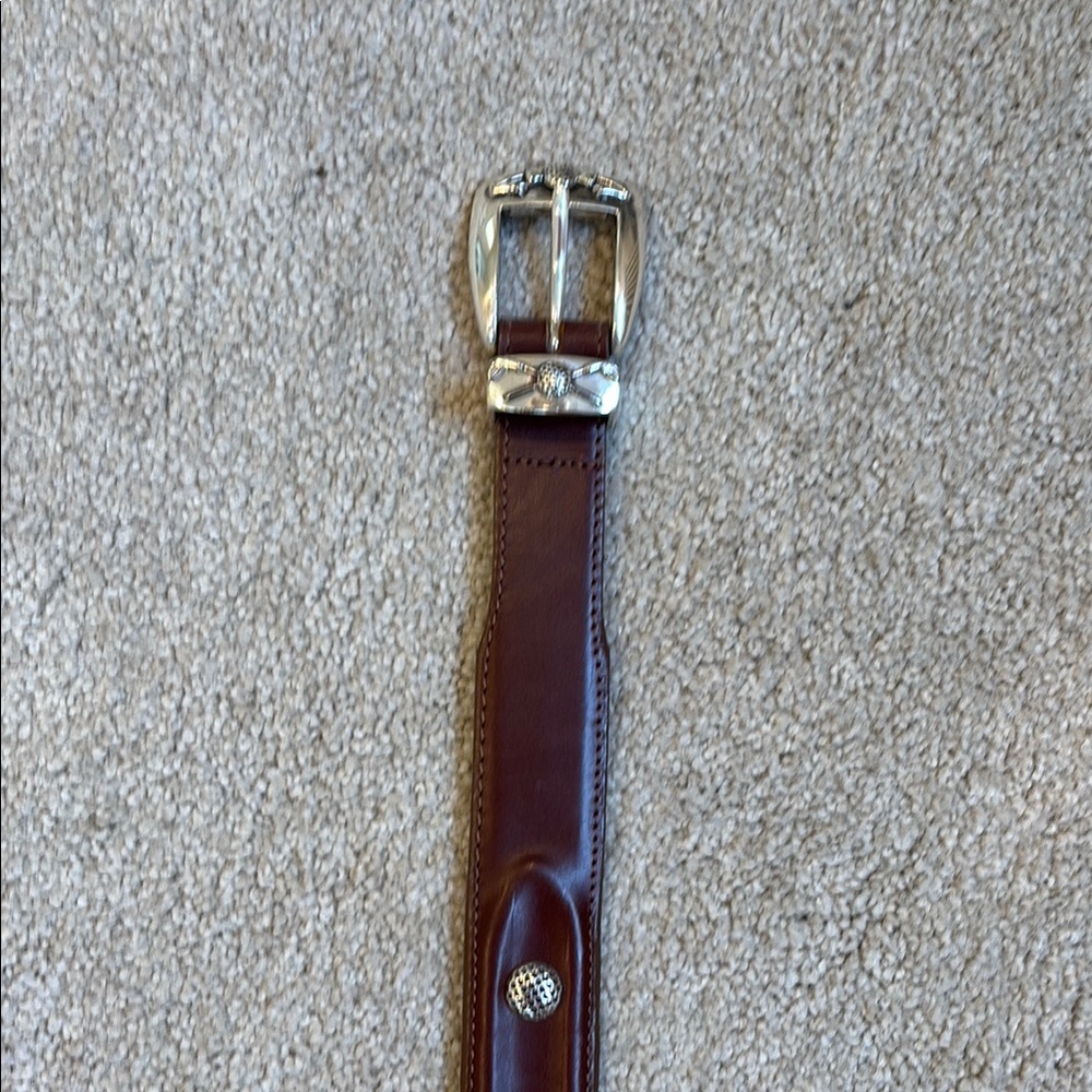 Brown Leather Belt with Silver Buckle